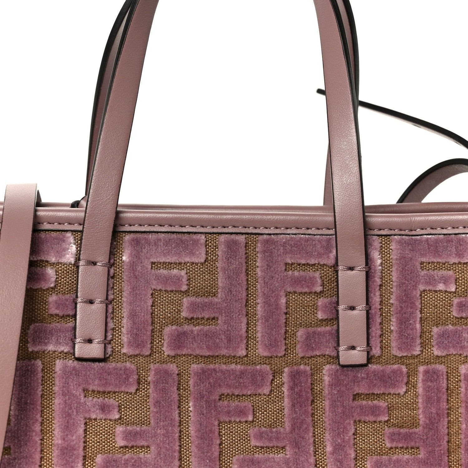 Fendi Velvet Jacquard FF Mini Roll Tote Dusty Mauve 9 of 12