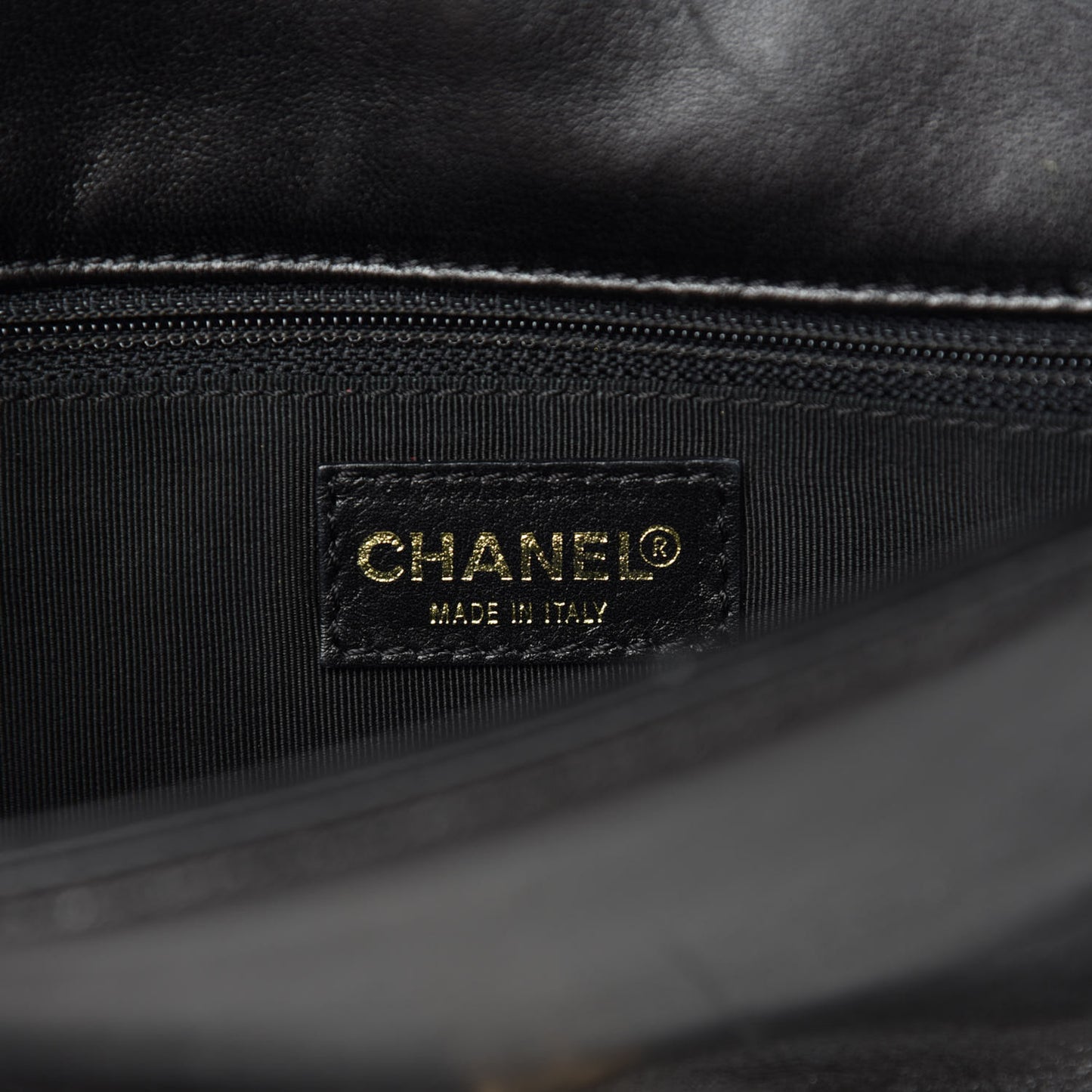 Lambskin Quilted CC Chocolate Bar Flap Black