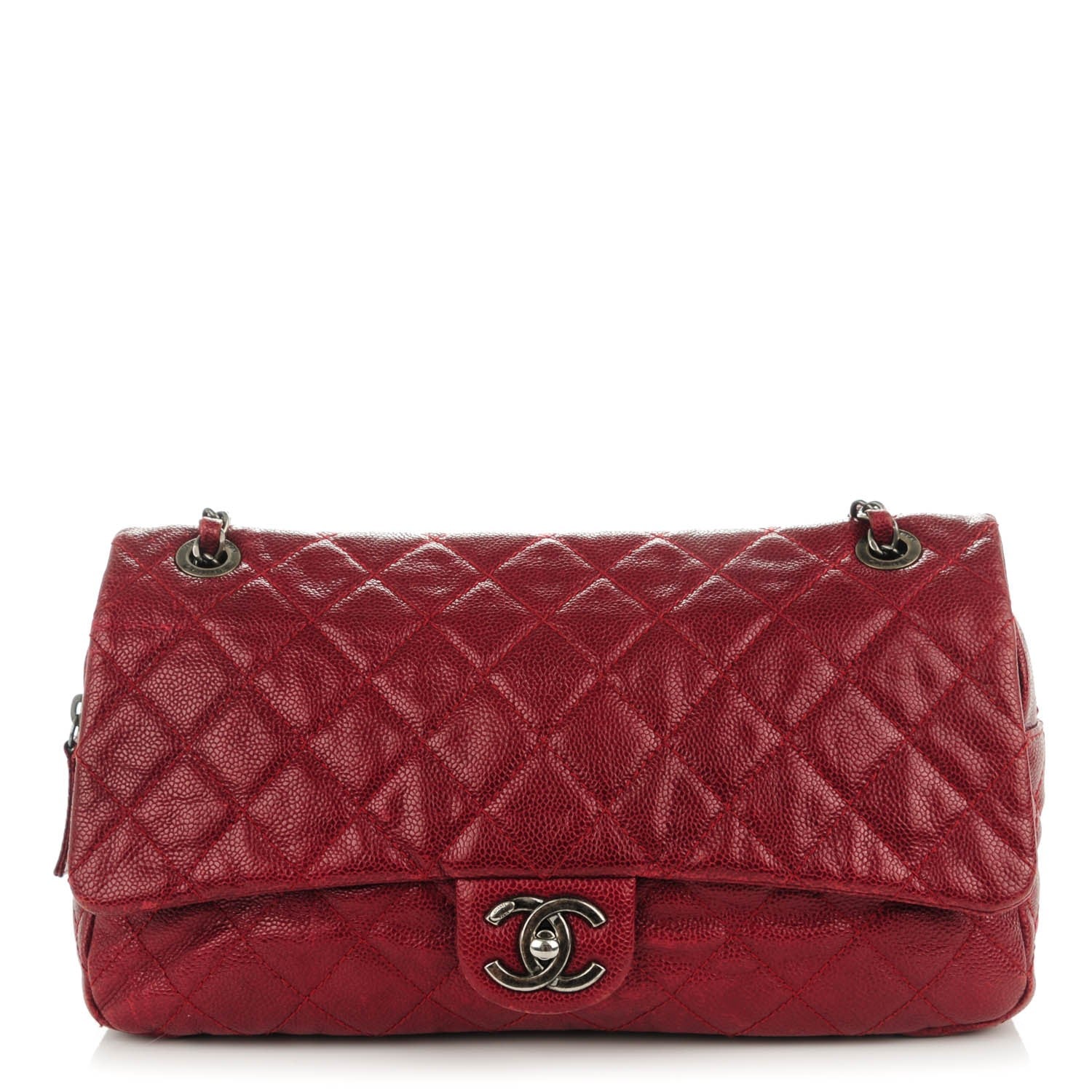 Chanel Iridescent Caviar Quilted Large Chic Flap Red 1 of 10