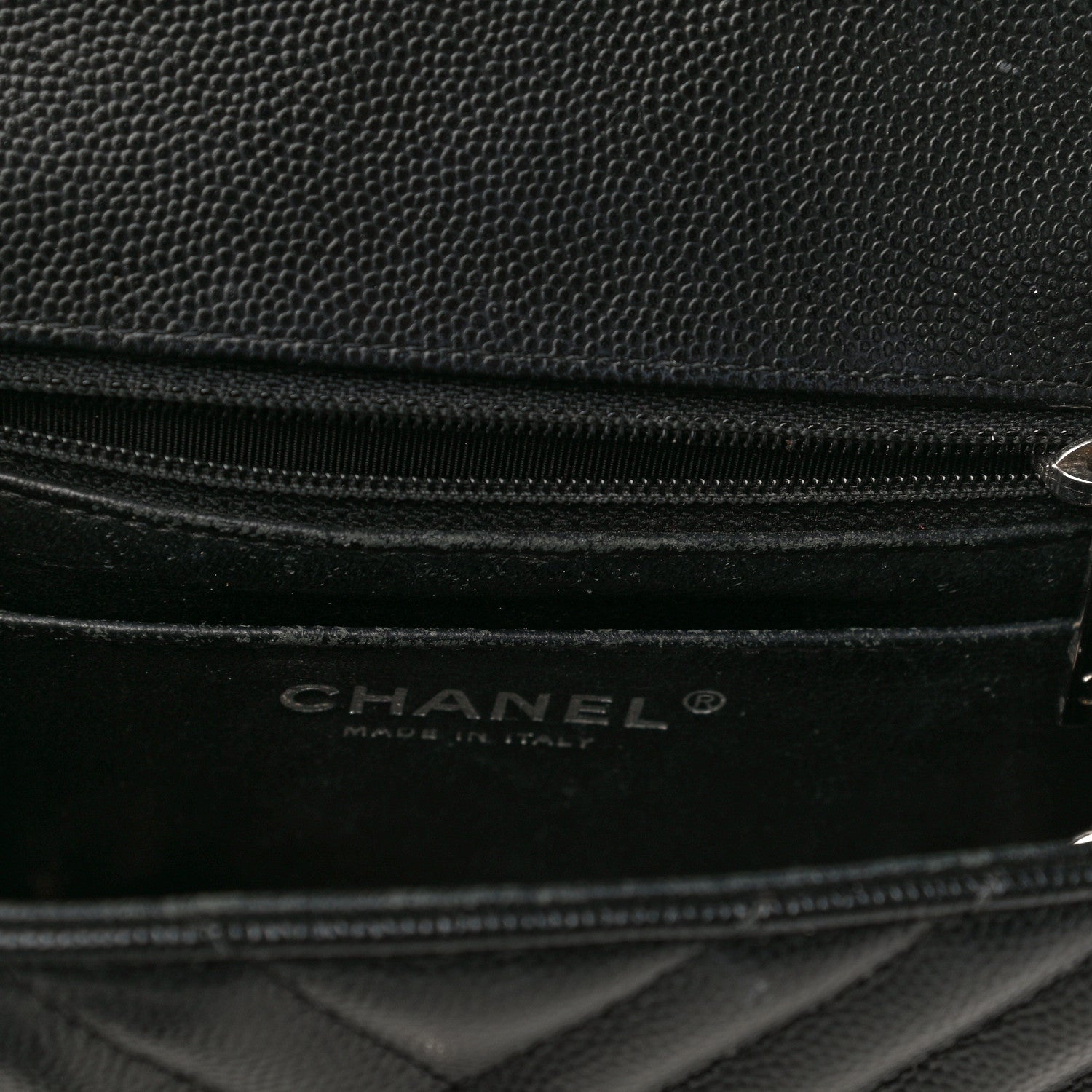 Chanel Caviar Chevron Quilted Mini Square Flap Black 16 of 17