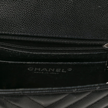 Chanel Caviar Chevron Quilted Mini Square Flap Black 16 of 17