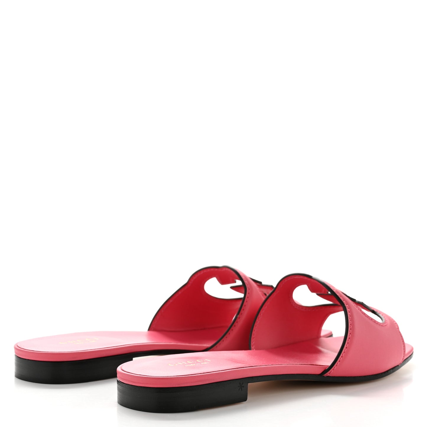Cosmos Softy Calfskin Interlocking G Cut Out Slide Sandals 38.5 Rhodamine Pink