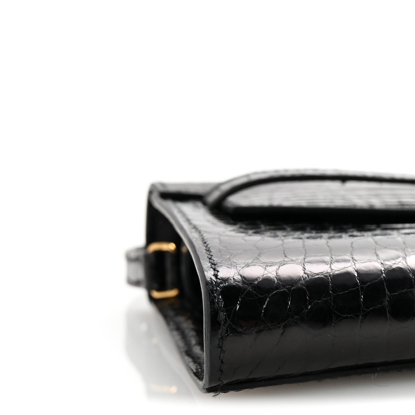 Shiny Alligator Kelly Wallet To Go Black