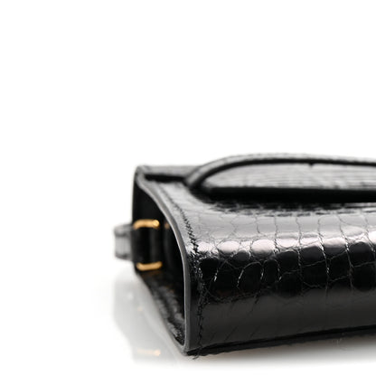 Hermes Shiny Alligator Kelly Wallet To Go Black 7 of 9