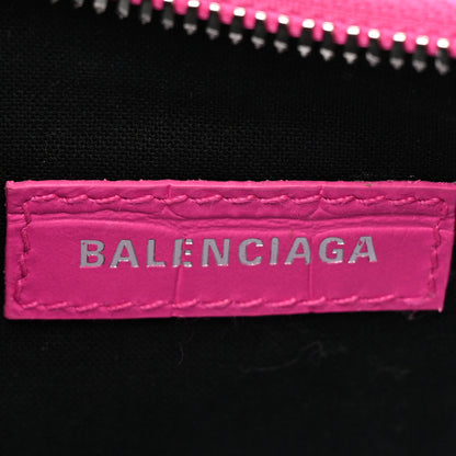 Balenciaga Extra Supple Calfskin Crocodile Embossed XS Le Cagole Shoulder Bag Lipstick Pink 7 of 12