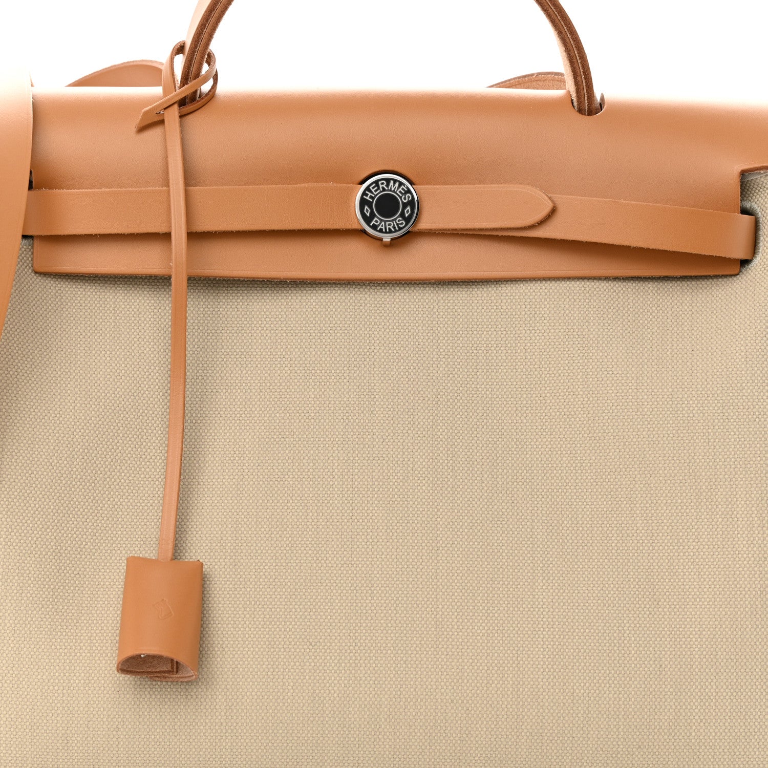 Hermes Military Toile Vache Hunter Horseshoe Herbag Zip Retourne 31 PM Beton Naturel 9 of 13
