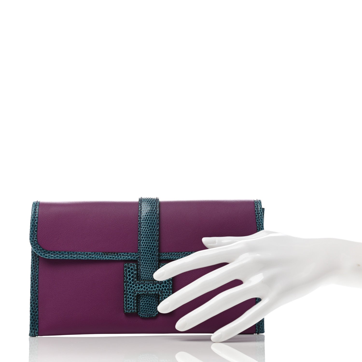 Hermes Swift Lizard Niloticus Jige Duo Anemone Bleu Petrole 2 of 6