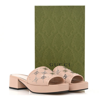 Gucci Malaga Kid Interlocking G Studs 25/85mm Platform Sandals 39.5 Perfect Pink 10 of 10