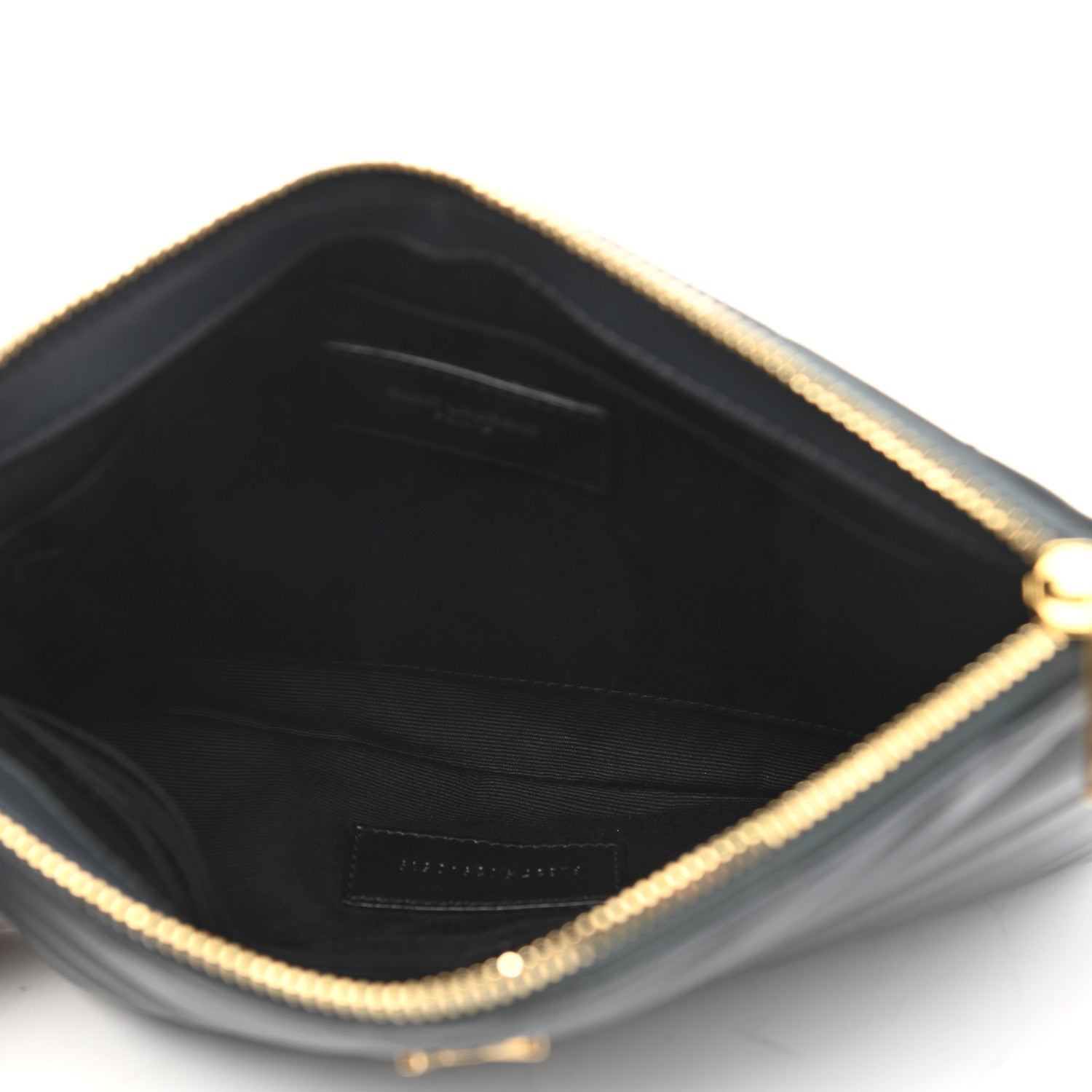 Saint Laurent Calfskin Matelasse Chevron Monogram A5 Wristlet Dark Smog 5 of 8