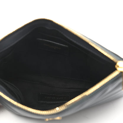 Saint Laurent Calfskin Matelasse Chevron Monogram A5 Wristlet Dark Smog 5 of 8