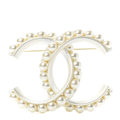 Chanel Pearl CC Brooch Golden Pearly White 1 of 4