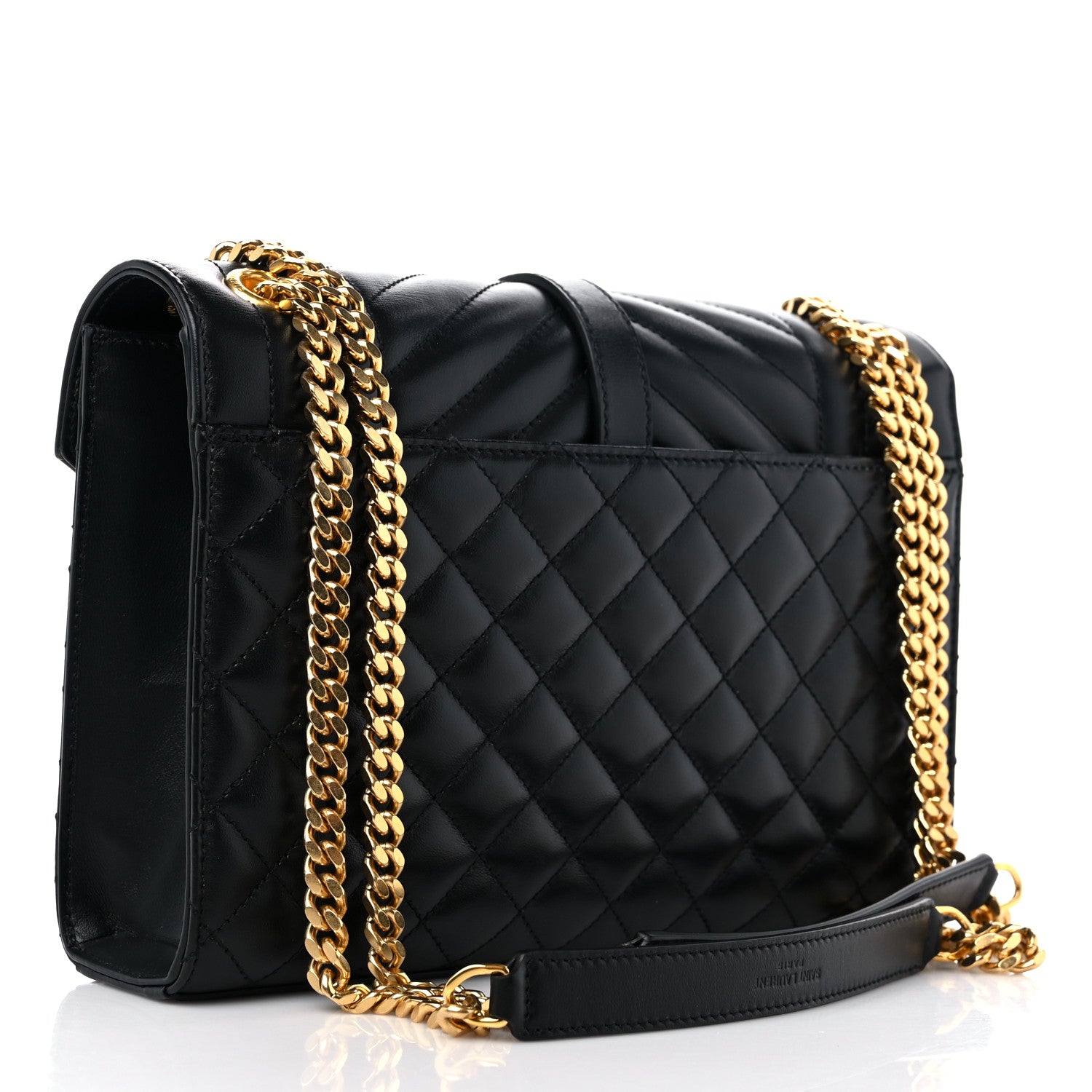 Saint Laurent Grain De Poudre Textured Mixed Matelasse Triquilt Medium Monogram Satchel Black 3 of 11