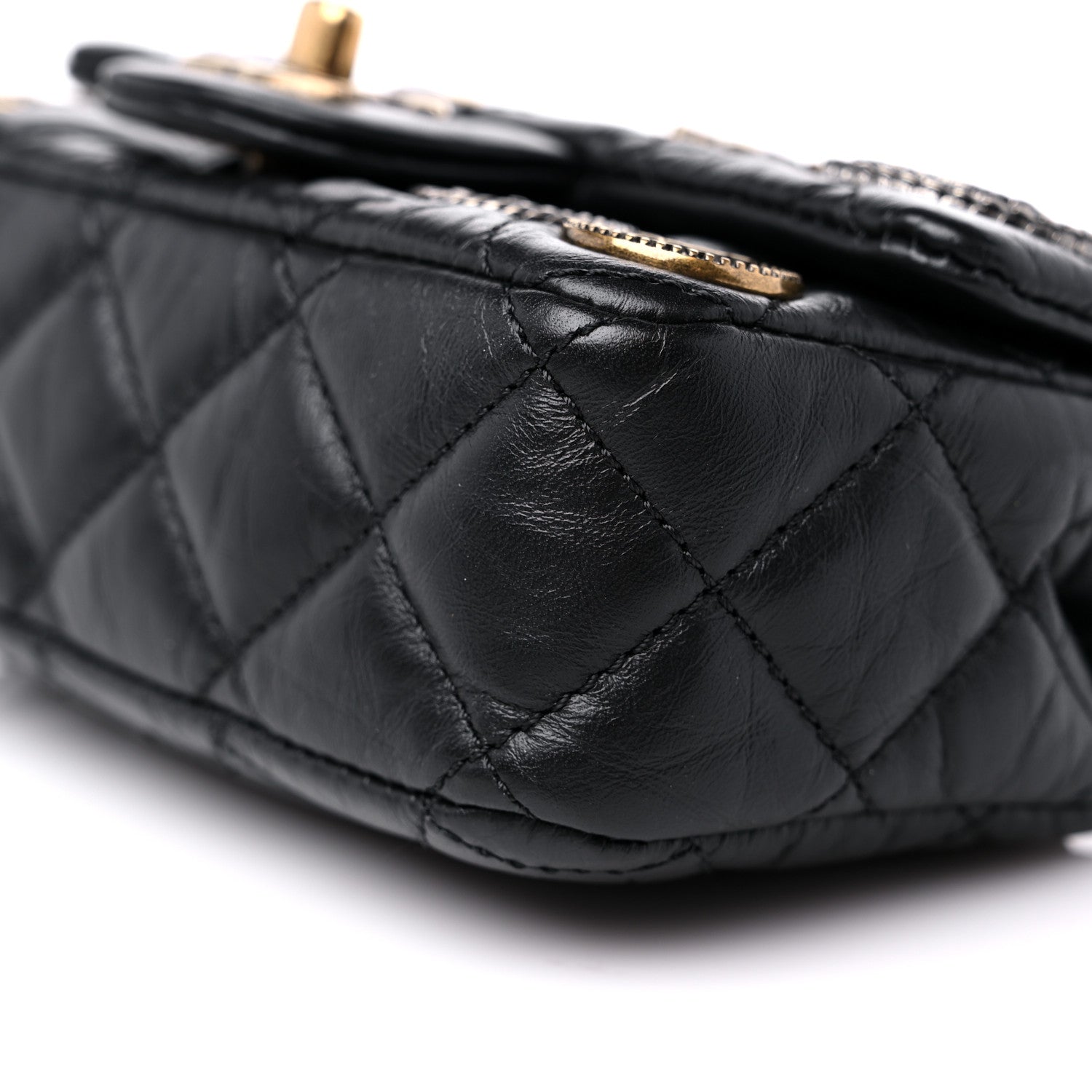 Chanel Aged Calfskin Quilted Extra Mini Medallion Flap Black 9 of 9