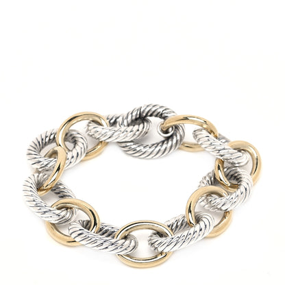 David Yurman Sterling Silver 18K Yellow Gold 17mm Extra Large Oval Link Bracelet 1 of 4