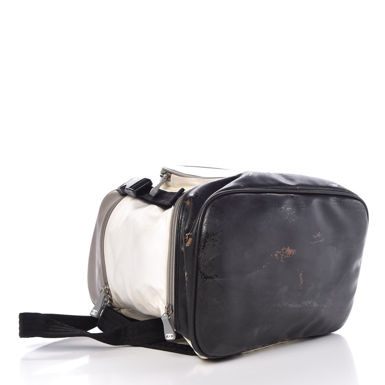 Chanel Nylon Calfskin CC Backpack White Gray 4 of 30