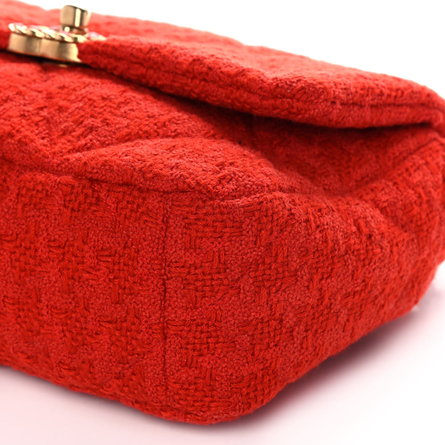 Tweed Quilted Medium Chanel 19 Flap Red