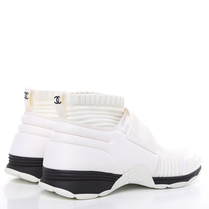 Chanel Stretch Fabric CC Sneakers 38 White 4 of 10