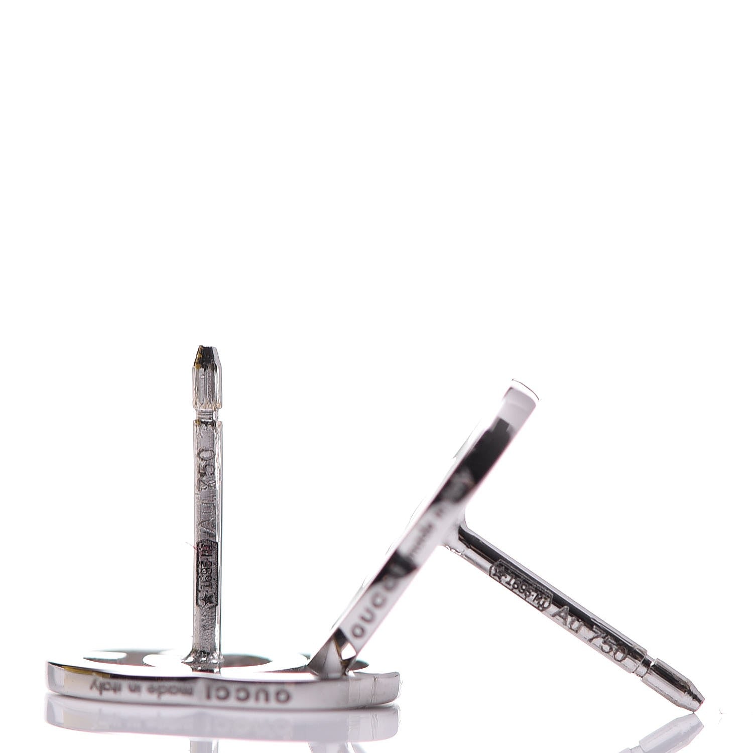 Gucci 18K White Gold GG Tissue Stud Earrings 3 of 5