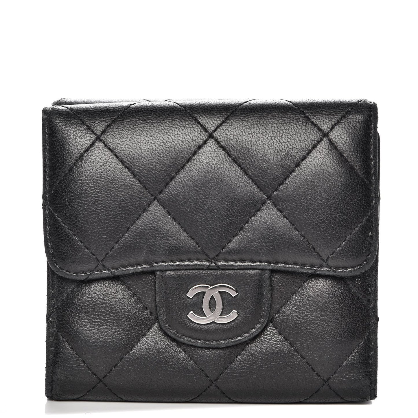 Lambskin Quilted Double Sided Wallet Black