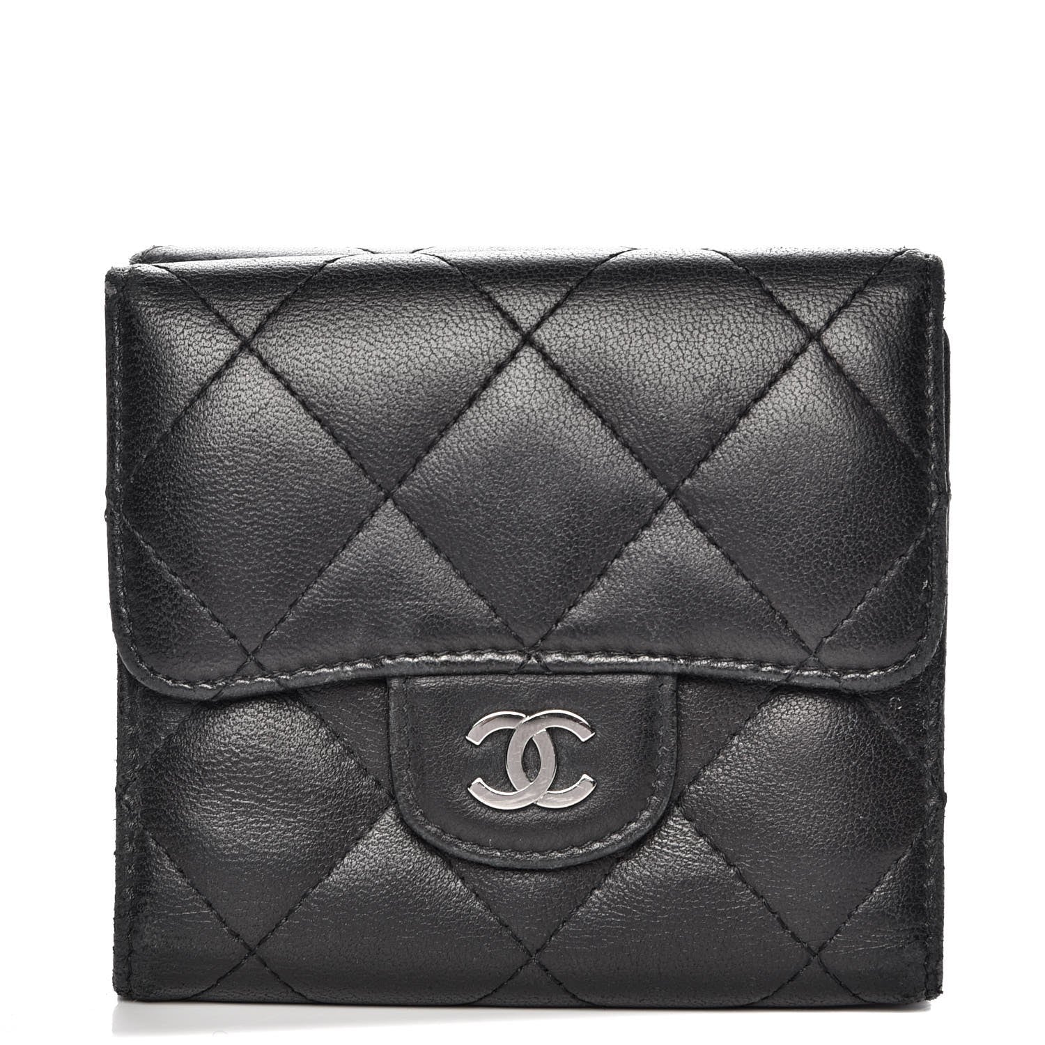 Chanel Lambskin Quilted Double Sided Wallet Black 1 of 10