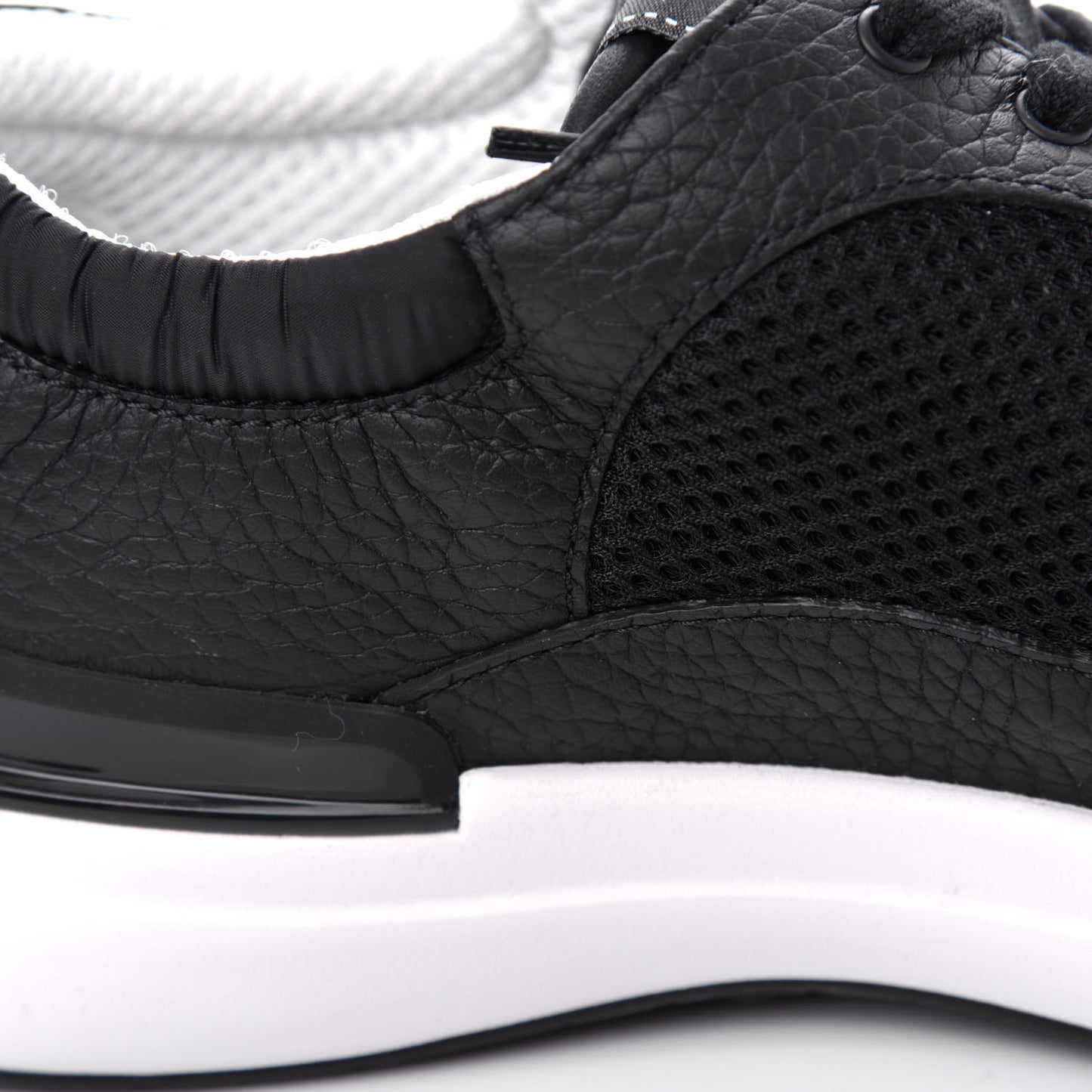 Calfskin Mesh Lycra Suede Womens Logo Sneakers 40.5 Black