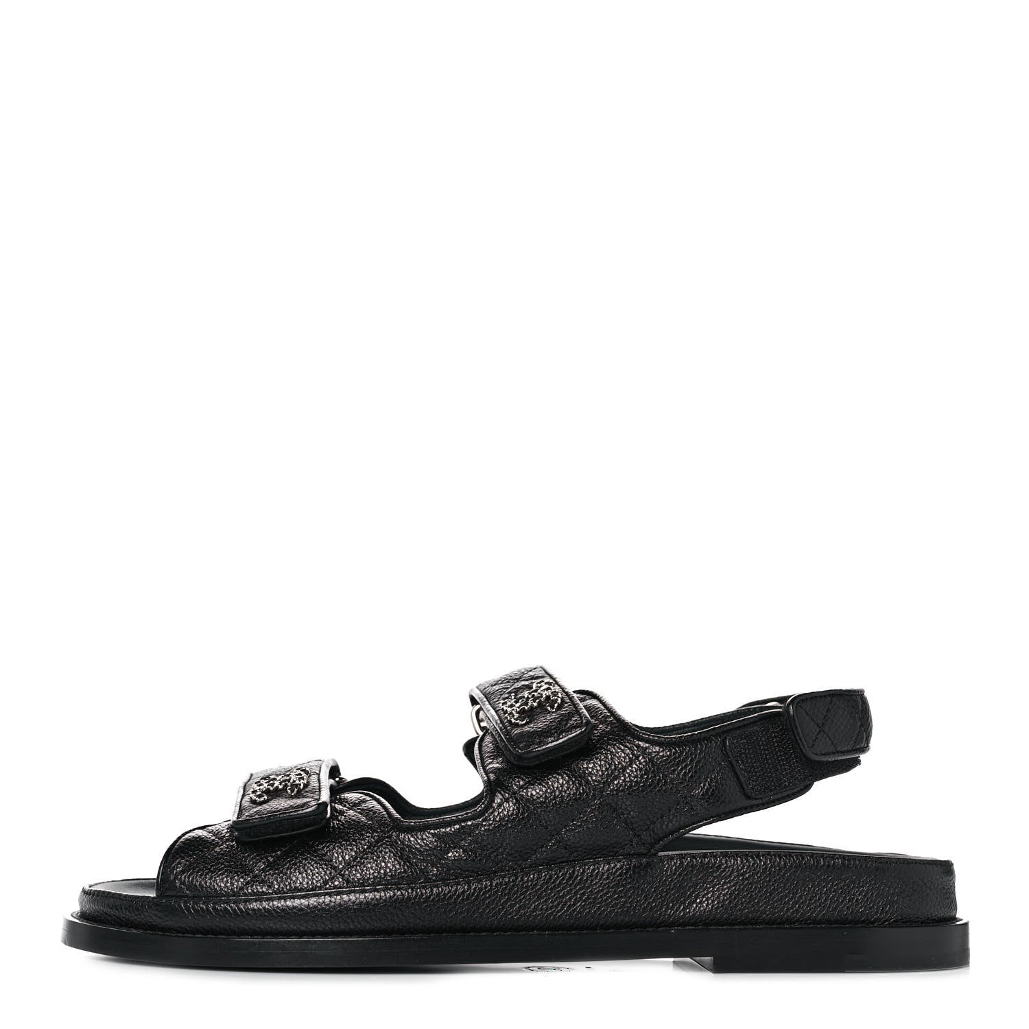 Chanel Grained Calfskin Velcro Dad Sandals 40 Black 1 of 9