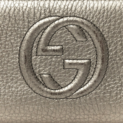 Gucci Metallic Pebbled Calfskin Soho Zip Around Wallet Golden Beige 7 of 10
