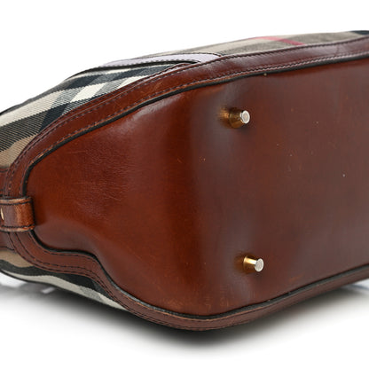 Burberry Bridle Calfskin House Check Small Orchard Bowling Bag Deep Claret 9 of 36