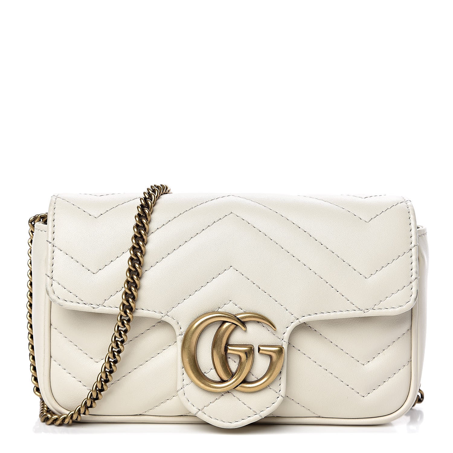 Gucci Calfskin Matelasse Super Mini GG Marmont Shoulder Bag White 1 of 10
