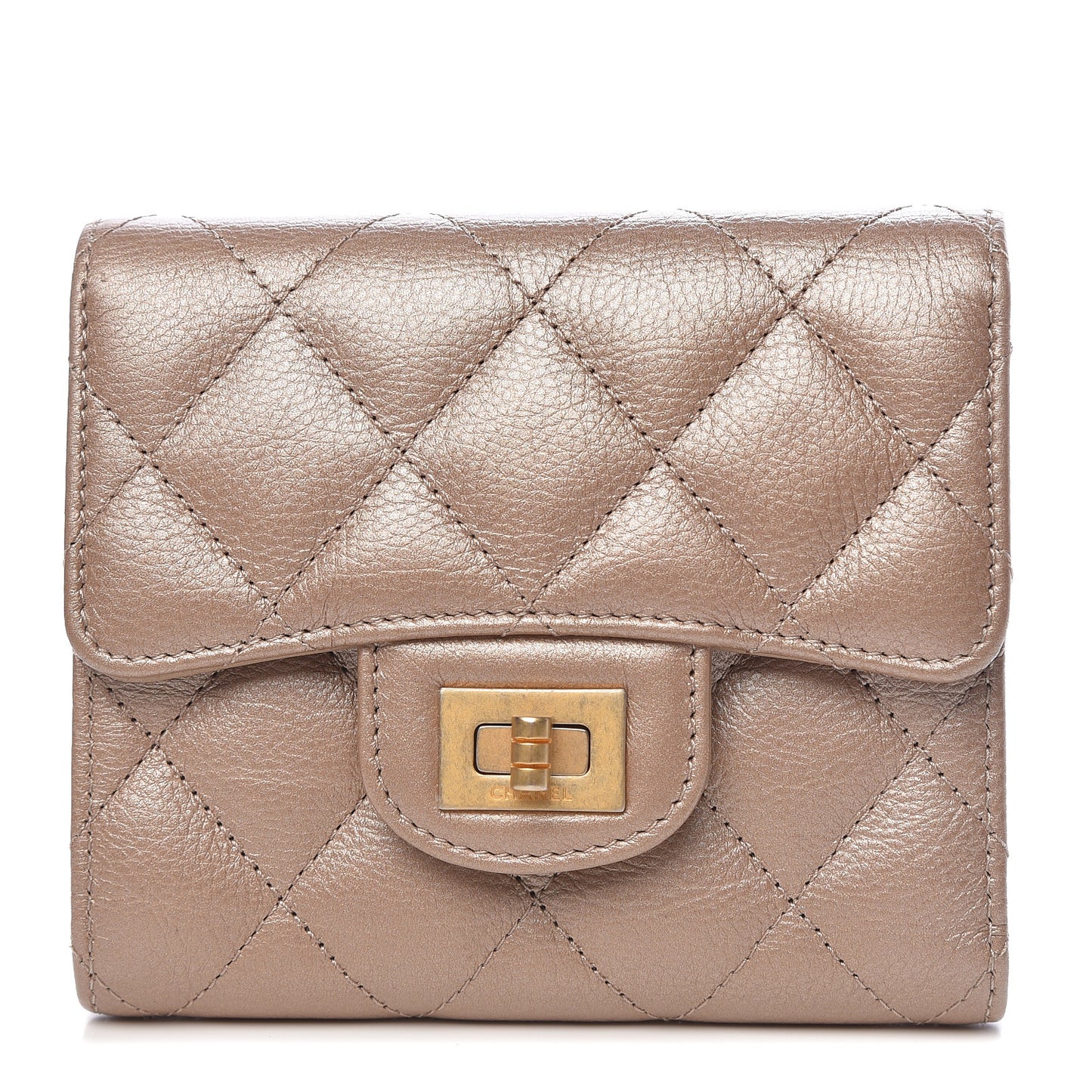 Metallic Calfskin Quilted Reissue Compact Wallet Gold