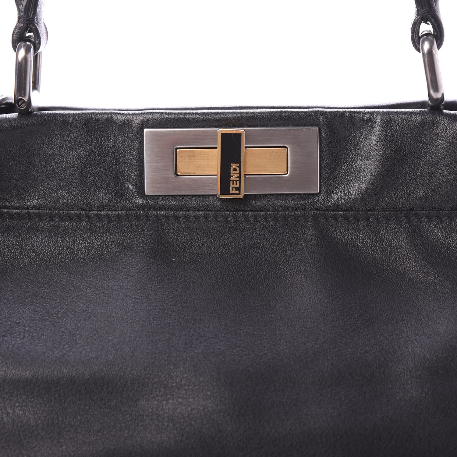 Fendi Vitello Suede Medium Peekaboo Iconic Satchel Black 10 of 11