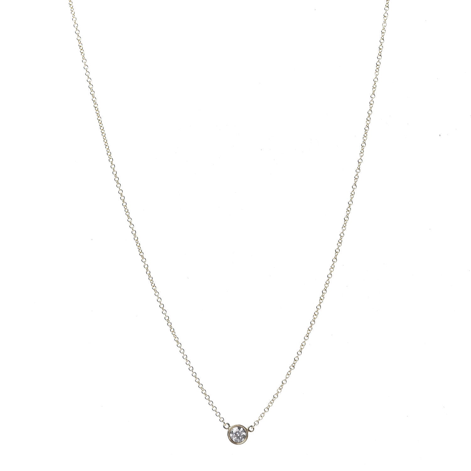 Tiffany 18K Yellow Gold Diamond .21ct Elsa Peretti Diamonds by the Yard Pendant Necklace 1 of 9
