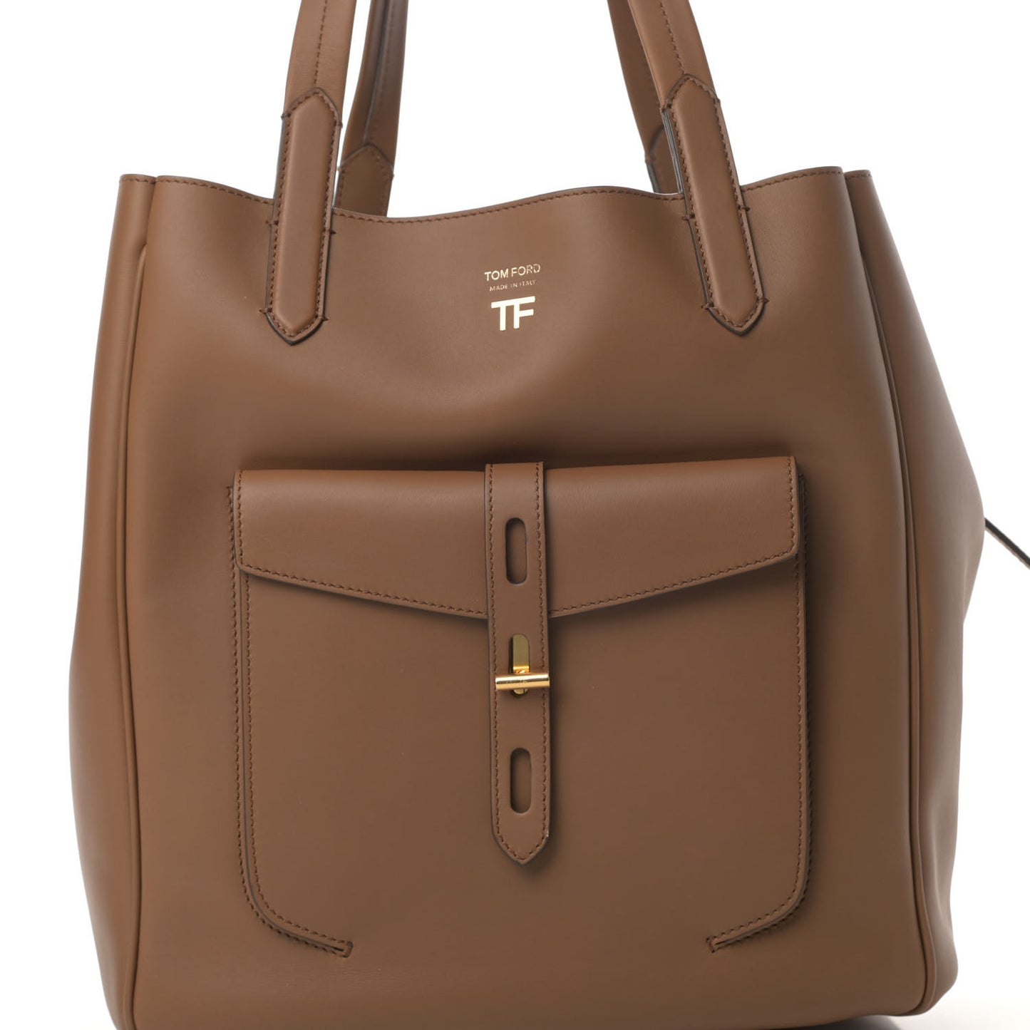 Calfskin Medium Hollywood T Twist Tote Taupe