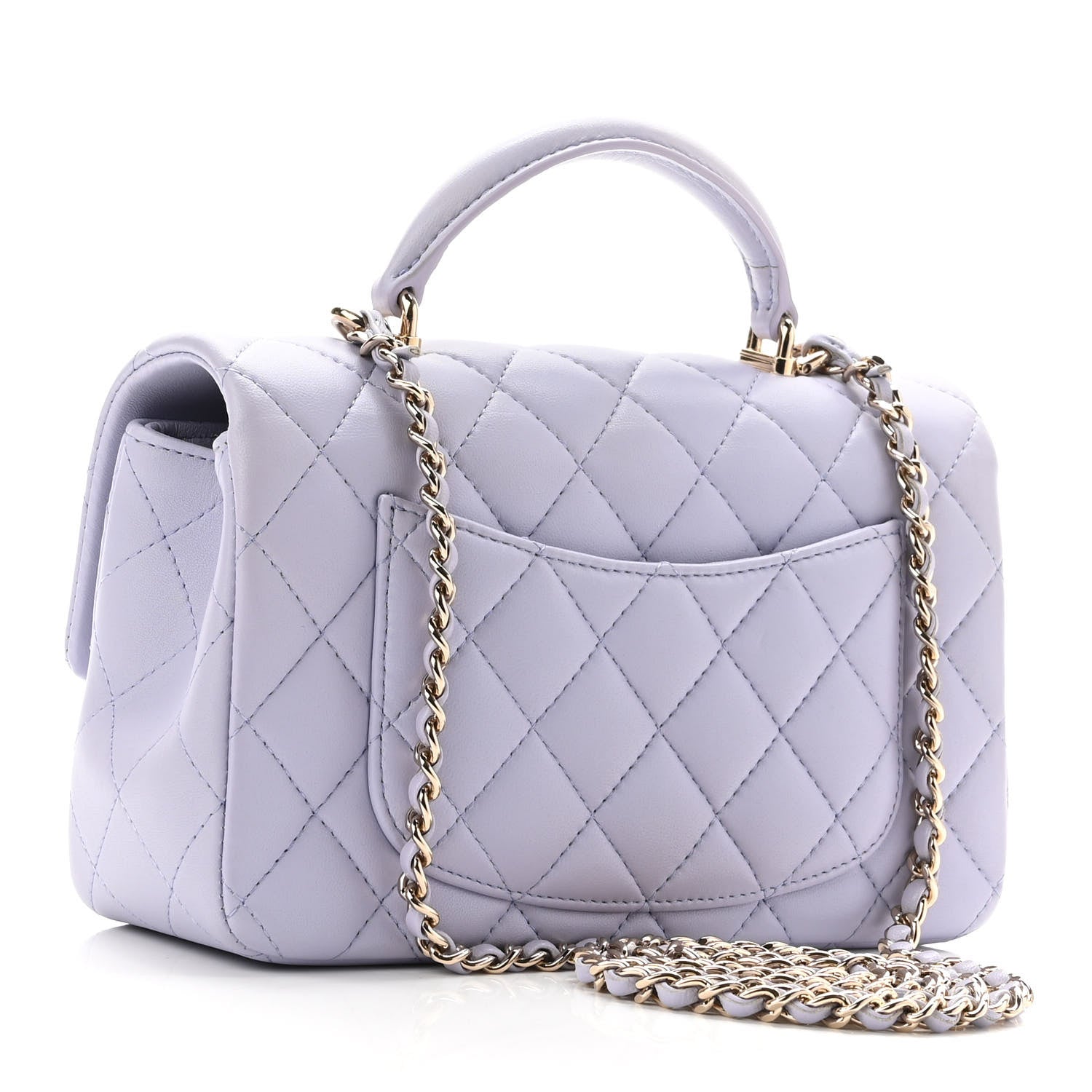 Chanel Lambskin Quilted Mini Top Handle Rectangular Flap Light Purple 3 of 10