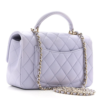 Chanel Lambskin Quilted Mini Top Handle Rectangular Flap Light Purple 3 of 10