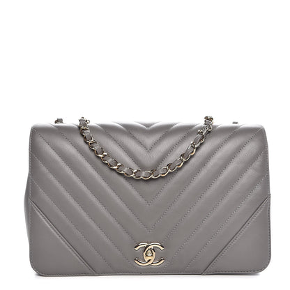Chanel Calfskin Chevron Quilted Medium Statement Flap Grey 1 of 9