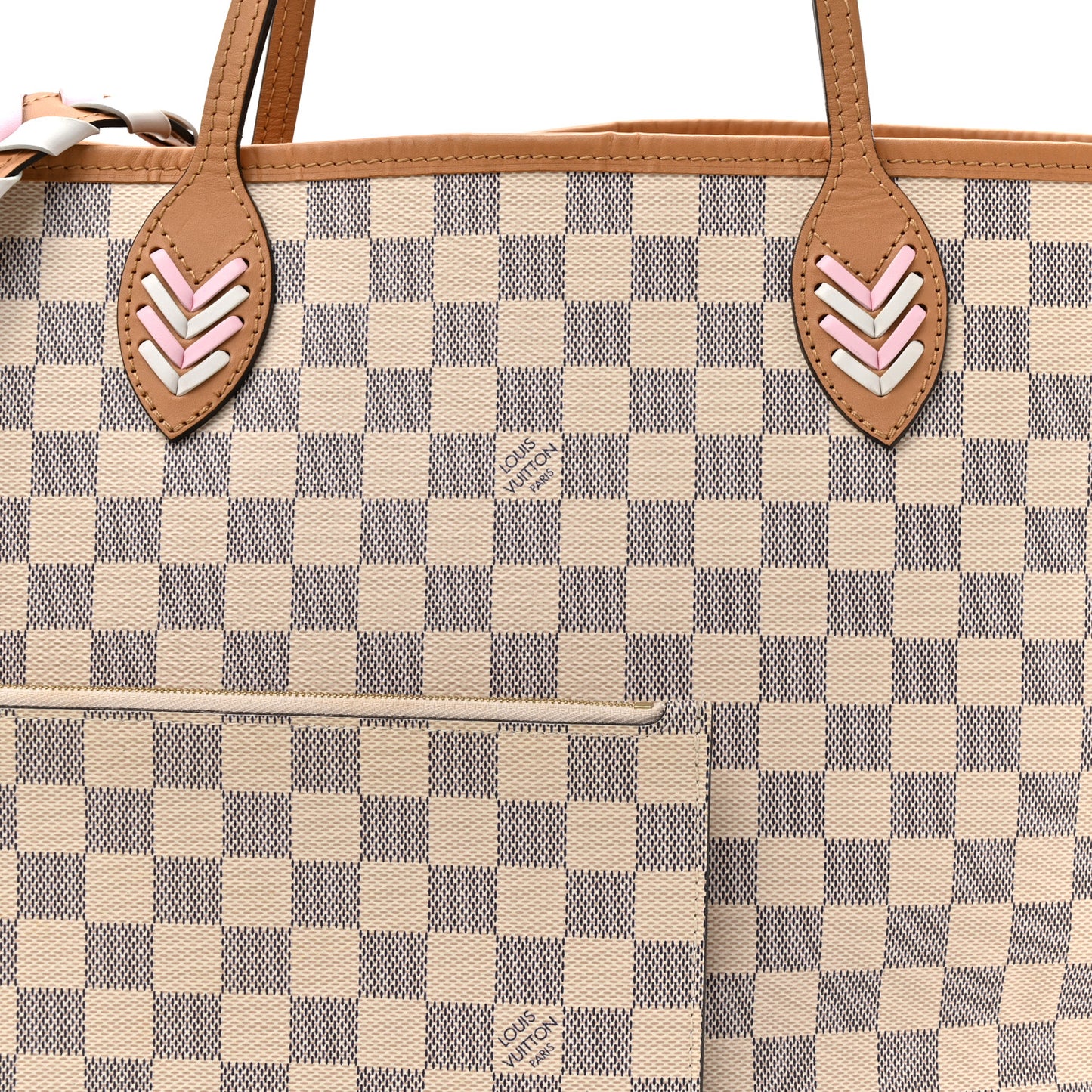 Damier Azur Braided Neverfull MM Orange