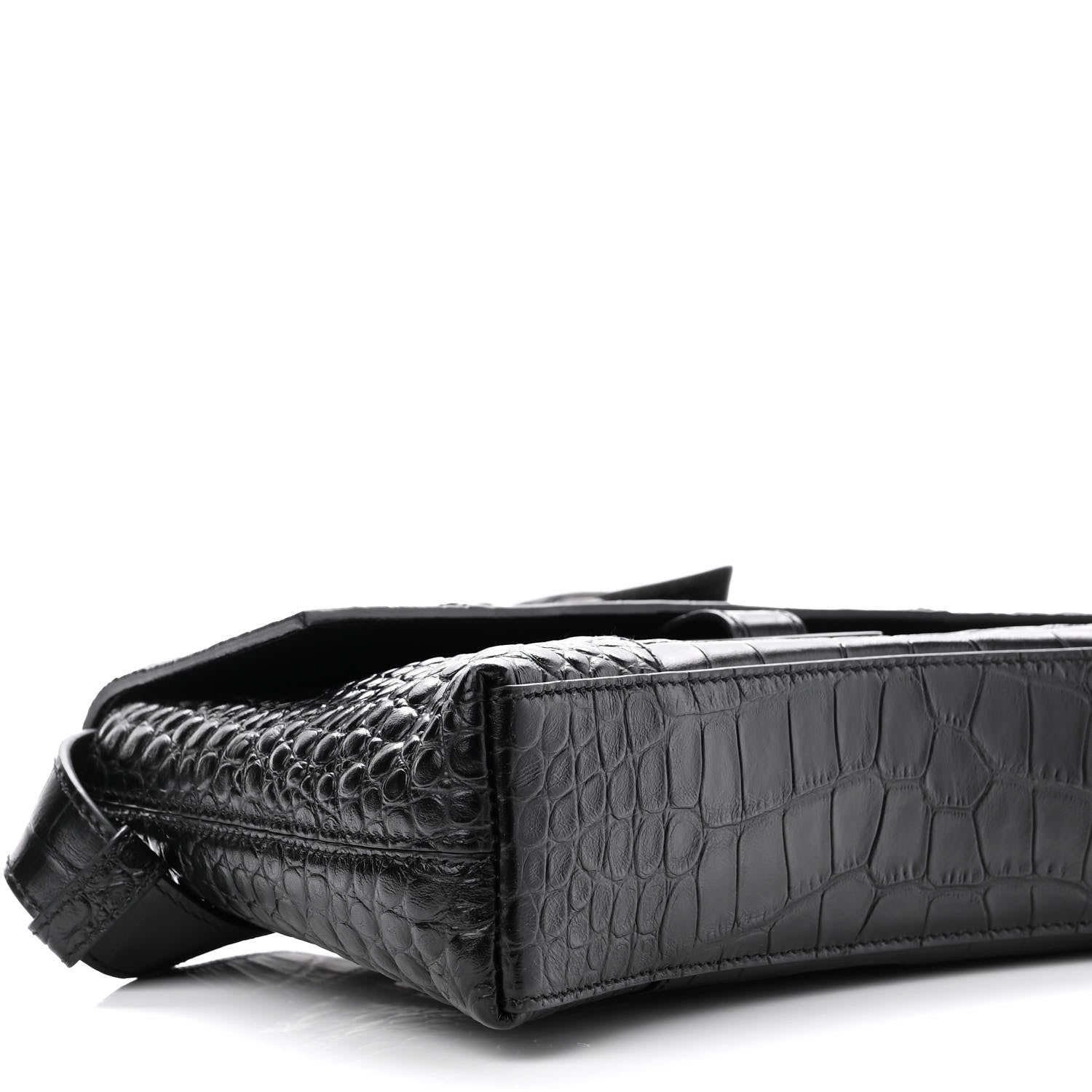 Balenciaga Extra Supple Calfskin Crocodile Embossed Monochrome XS Downtown Shoulder Bag Black 8 of 9