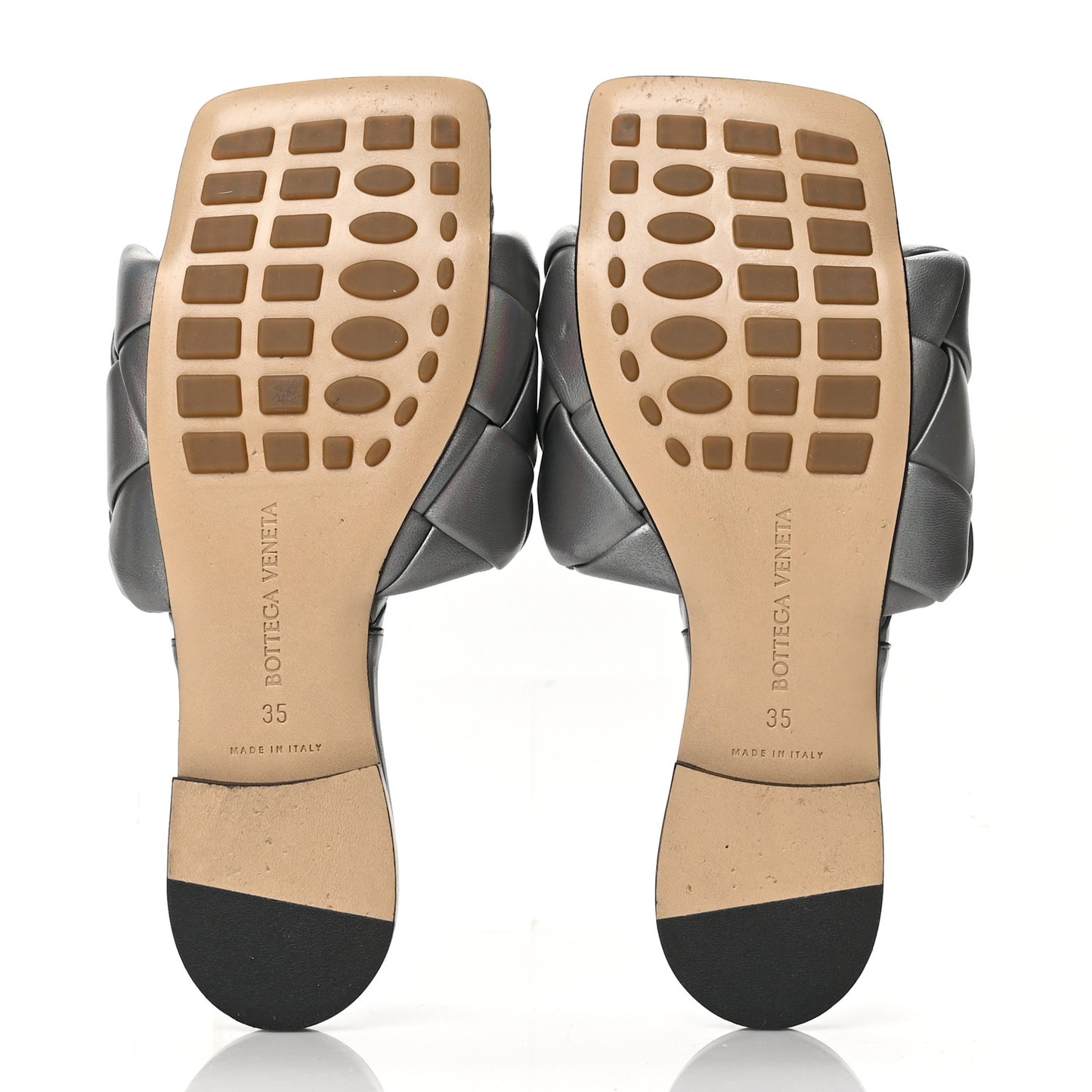Laser Nappa Maxi Intrecciato Lido Flat Sandals 38 Oyster