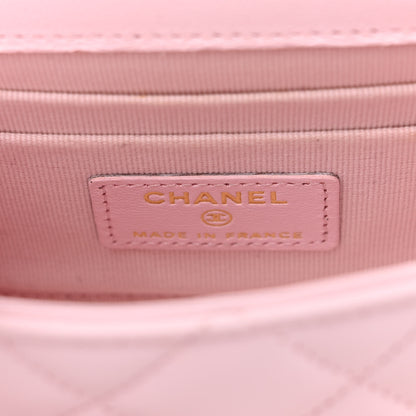 Chanel Lambskin Quilted Top Handle Clutch With Chain Light Pink 6 of 11