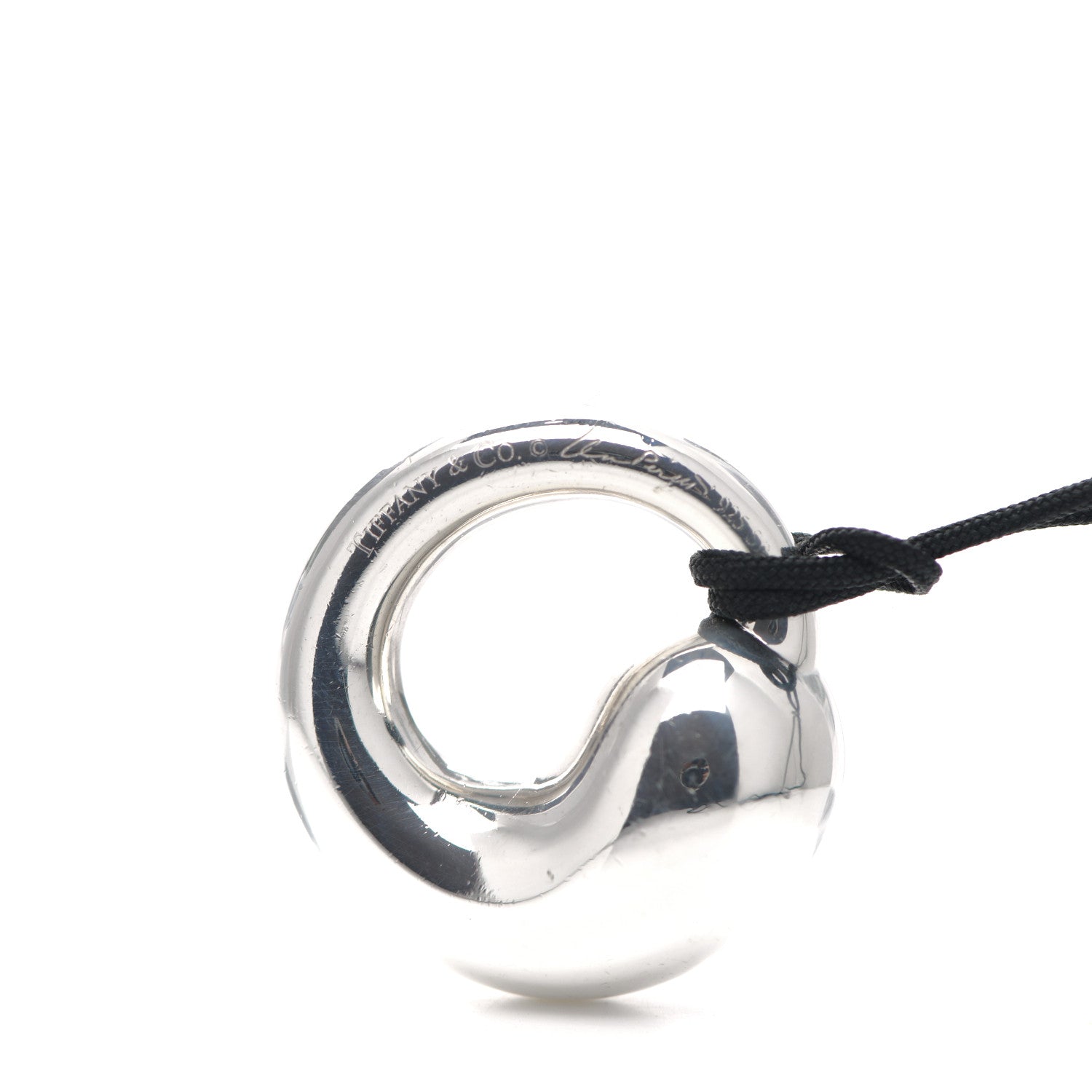 Tiffany Sterling Silver Large Elsa Peretti Eternal Circle Cord Necklace 4 of 5
