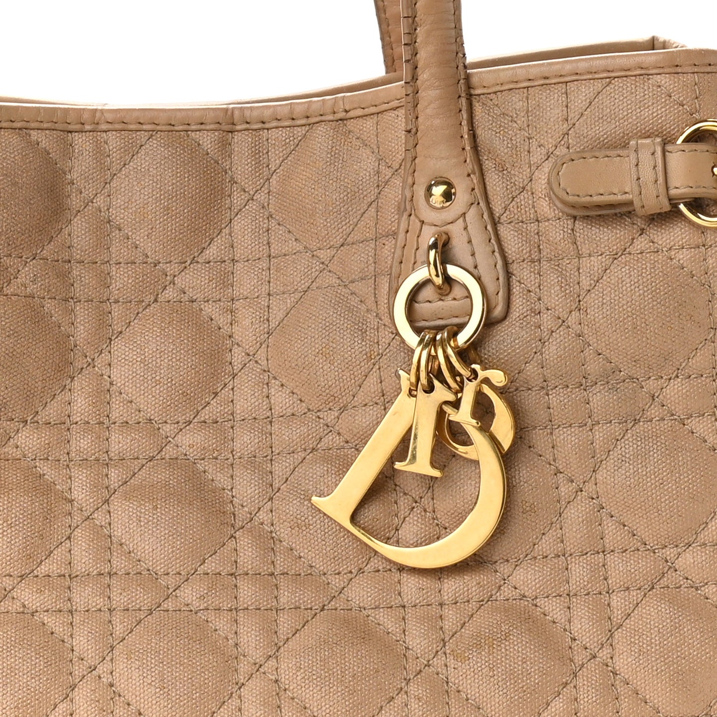 Coated Canvas Cannage Medium Panarea Tote Beige