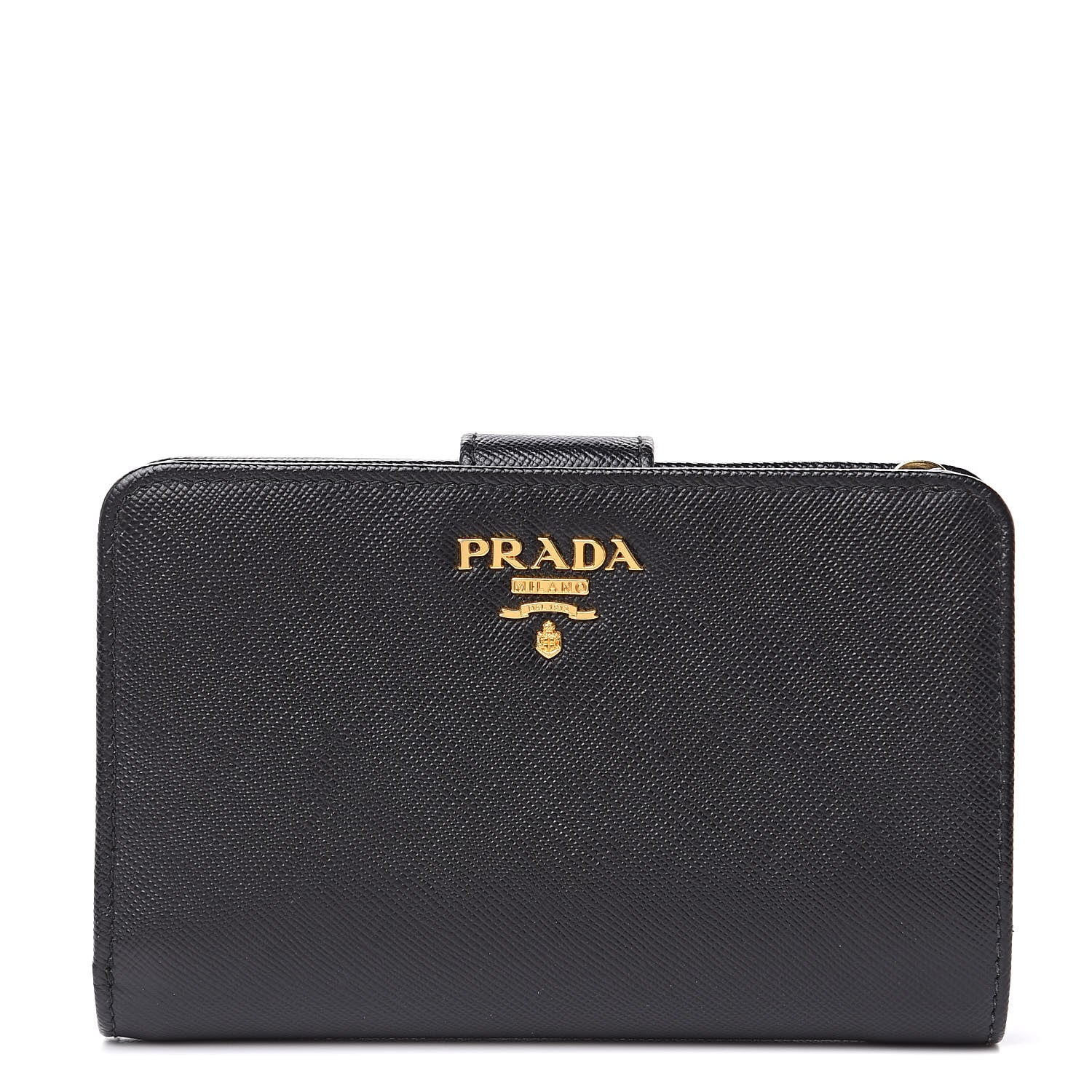 Prada Saffiano Metal Compact Wallet Black 1 of 8