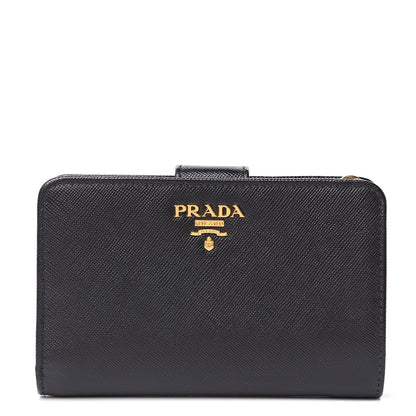 Prada Saffiano Metal Compact Wallet Black 1 of 8