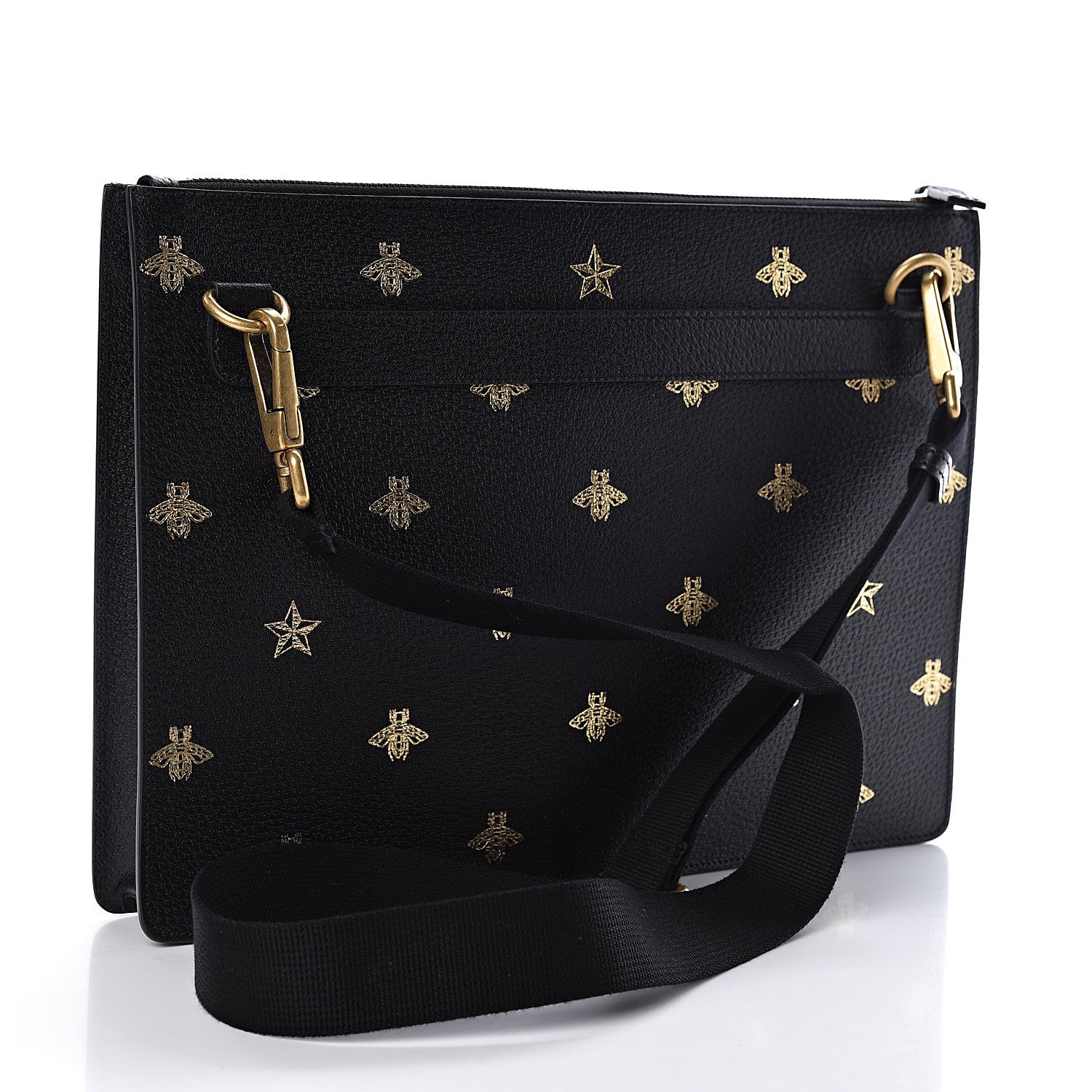 Gucci Grained Calfskin Bee Star Messenger Black 3 of 11