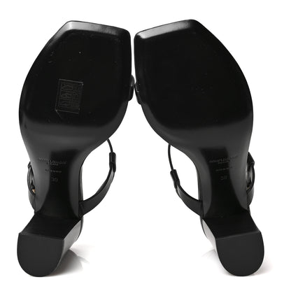 Saint Laurent Calfskin Cassandra Sandals 39 Black 6 of 9