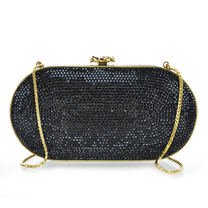 Judith Leiber Black Austrian Crystal Minaudiere Clutch 1 of 7