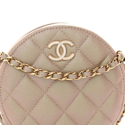 Chanel Iridescent Caviar Resin Quilted Round Clutch With Chain Beige 8 of 10