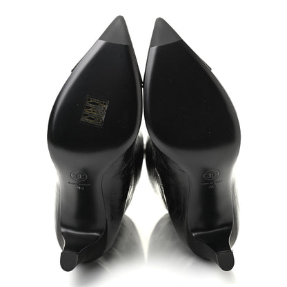 Chanel Crumpled Calfskin Grosgrain Gabrielle Cap Toe Short Boots 39 Black 5 of 8