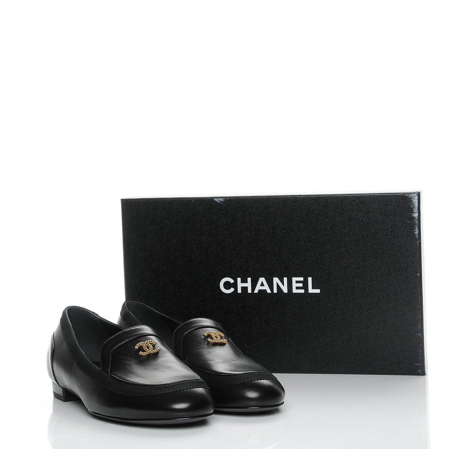Lambskin CC Mocassin Loafers 37 Black